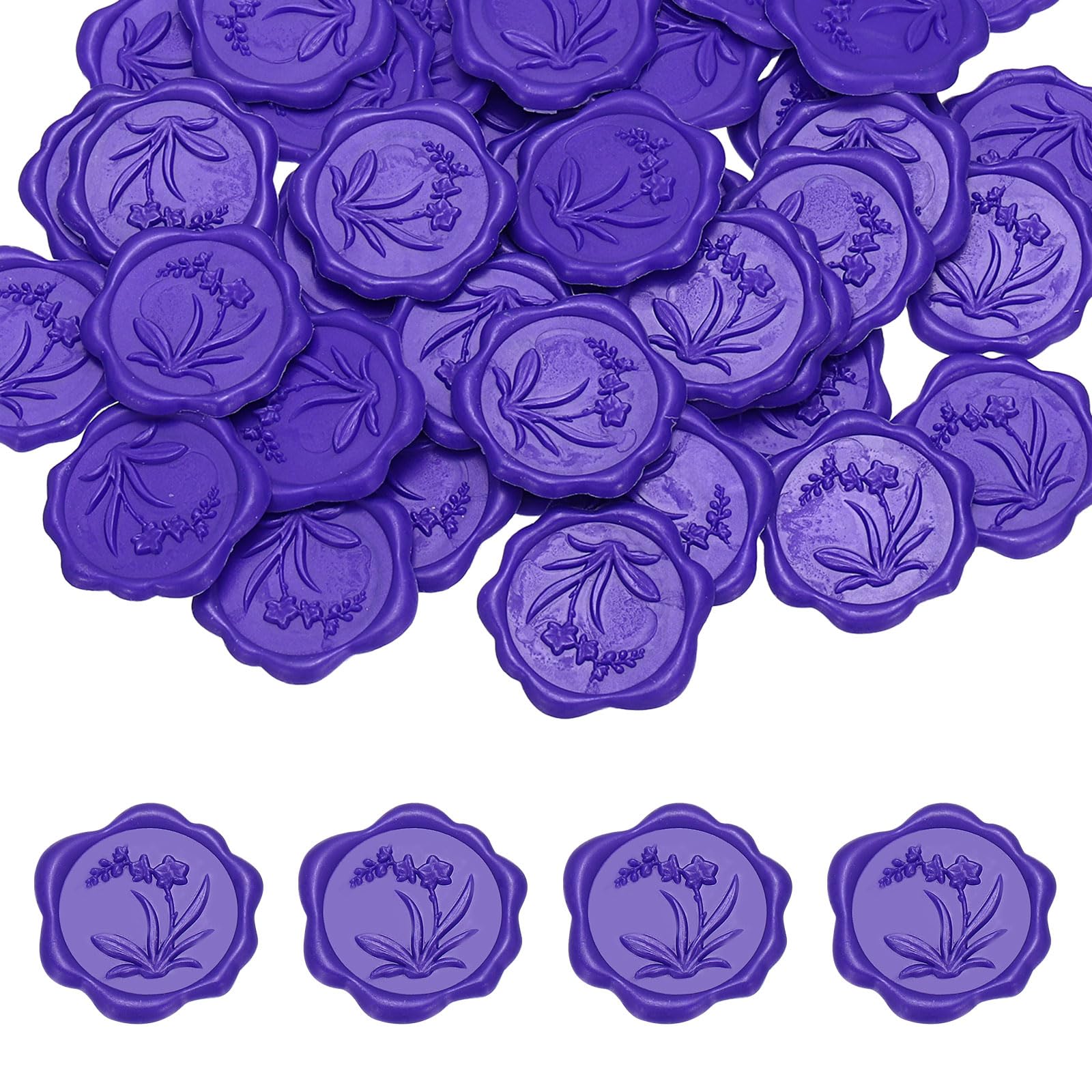 PATIKIL Wax Seal Stickers, 50 Pcs Envelope Seal Stickers, Self-Adhesive Wax Stamp Wedding Invitation Accessories for Wedding Party Birthday Gift Wrapping Anniversary, Purple
