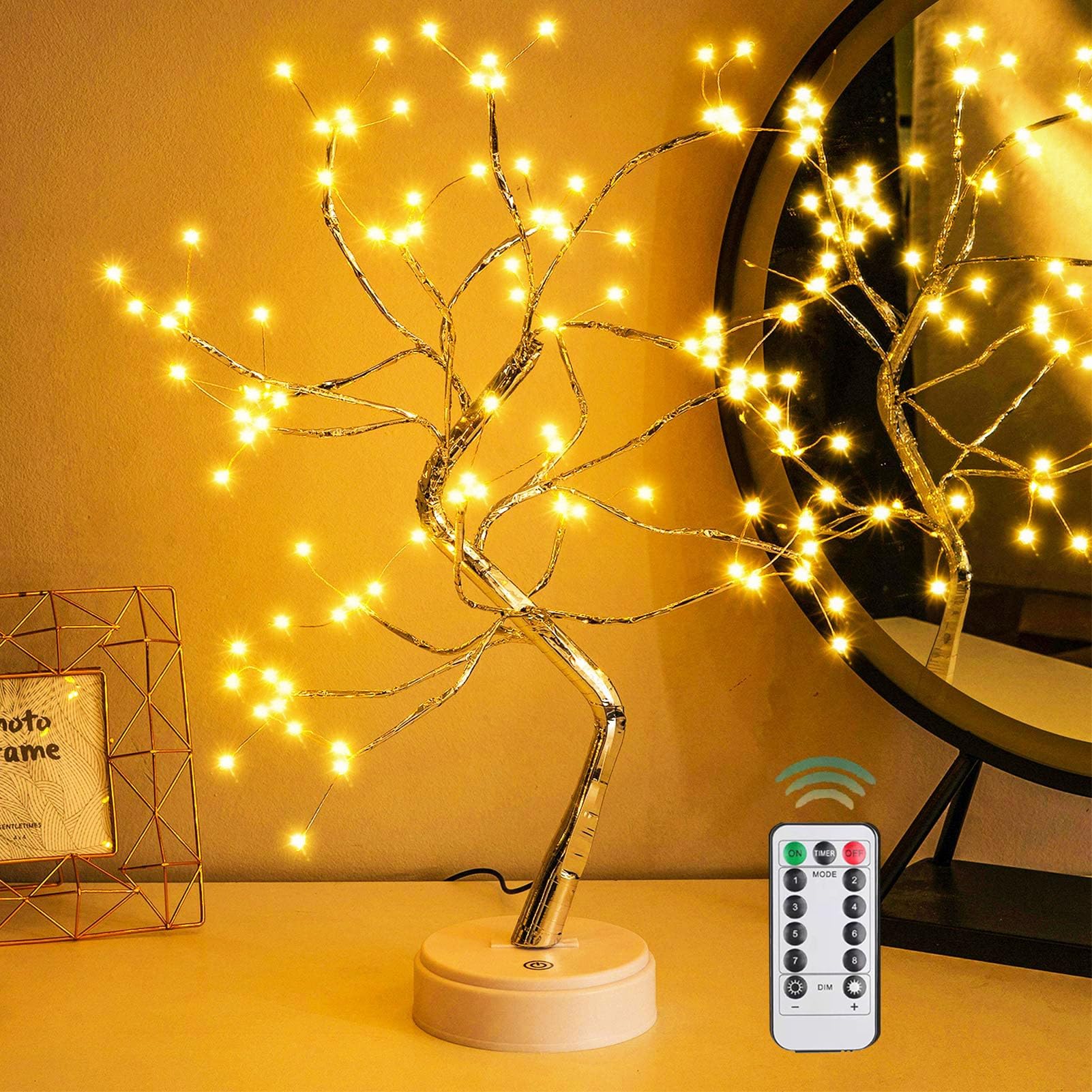 Ramadan Decorations 20" Tabletop Tree Light, 108 LED 8 Modes Fairy Light Spirit Tree, Battery/USB Operated with Remote Control, DIY Artificial Tree Lamp for Bedroom Desktop Room Decor (Warm White)