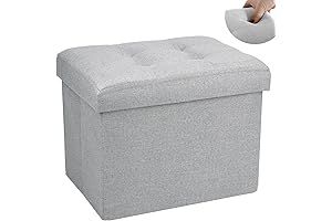 Compact Storage Ottoman with Grey Cover
