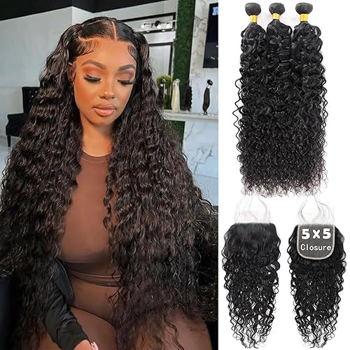 12A Human Hair 3 Bundles with 5x5 Lace Closure (20