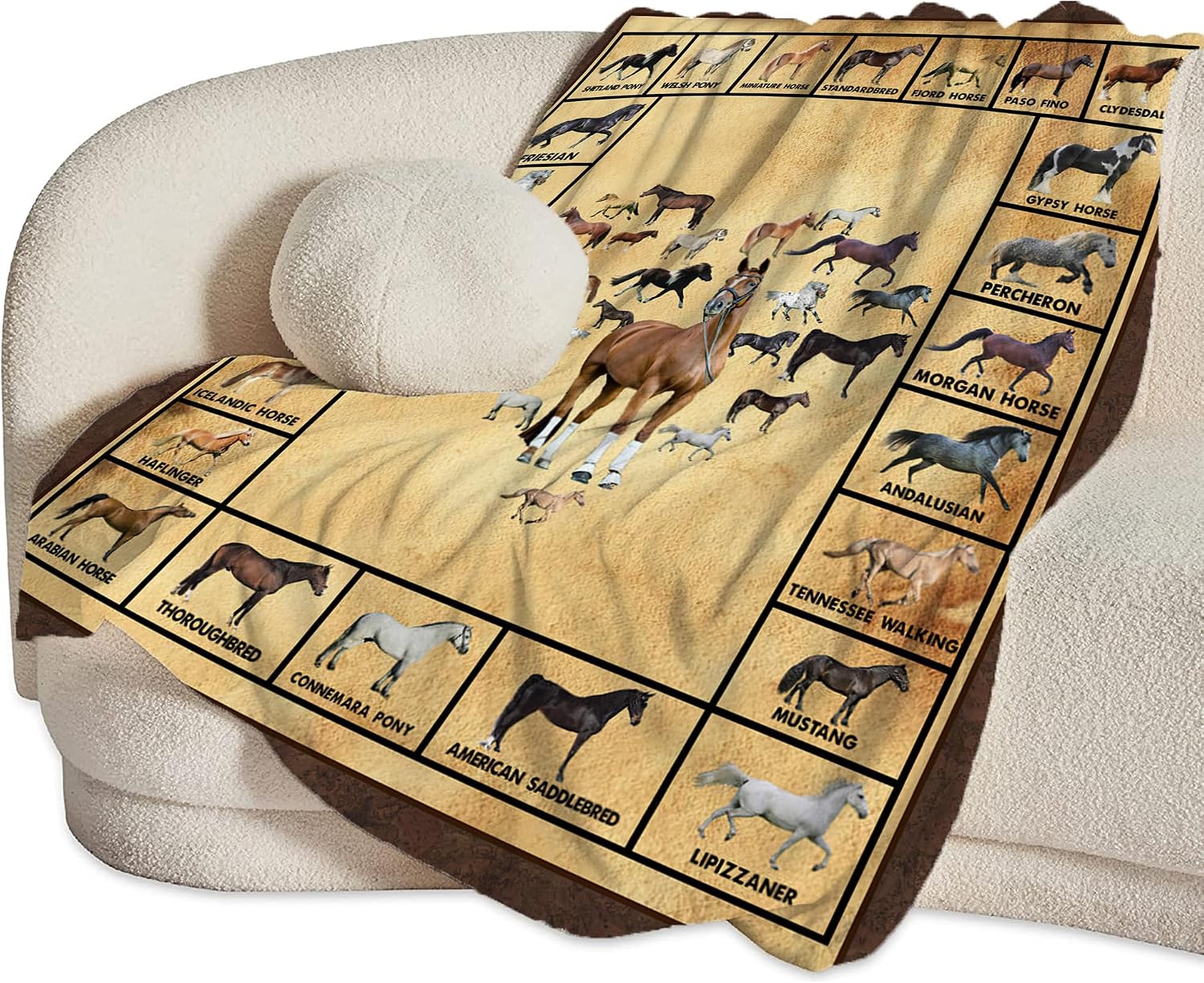 Horse Blanket Throws Horse Gifts Horses Throw Blanket for Girls Boys Kids Adults Soft Warm Cozy Fleece Blanket for Couch Sofa ​Bed 50"x40"