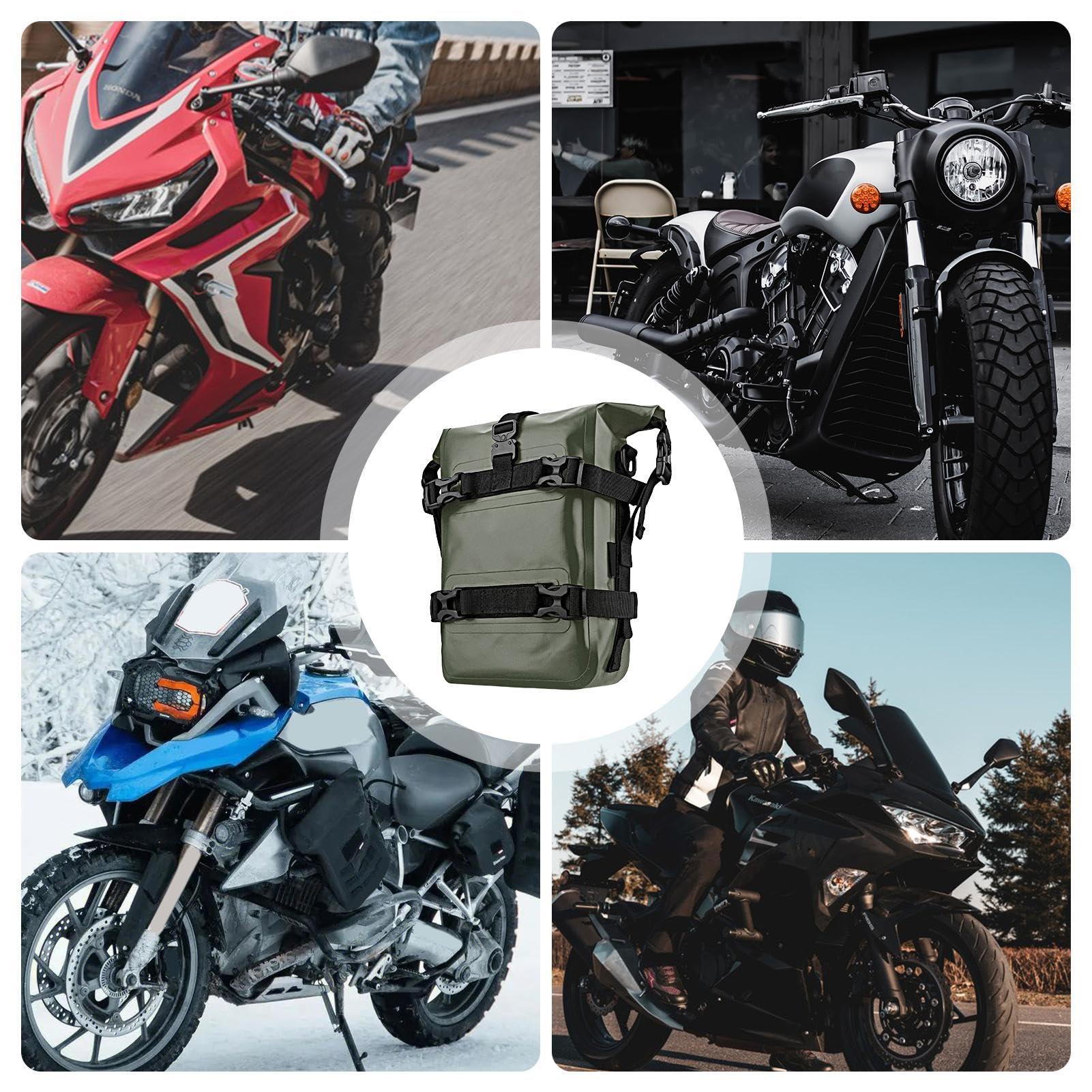 Borsa Impermeabile Per Crash Bar Moto, 4 Litri, Con Chiusure A Scatto E Cuscinetti Antiscivolo, Design Riflettente, Attacco Universale Per Viaggi E Avventure