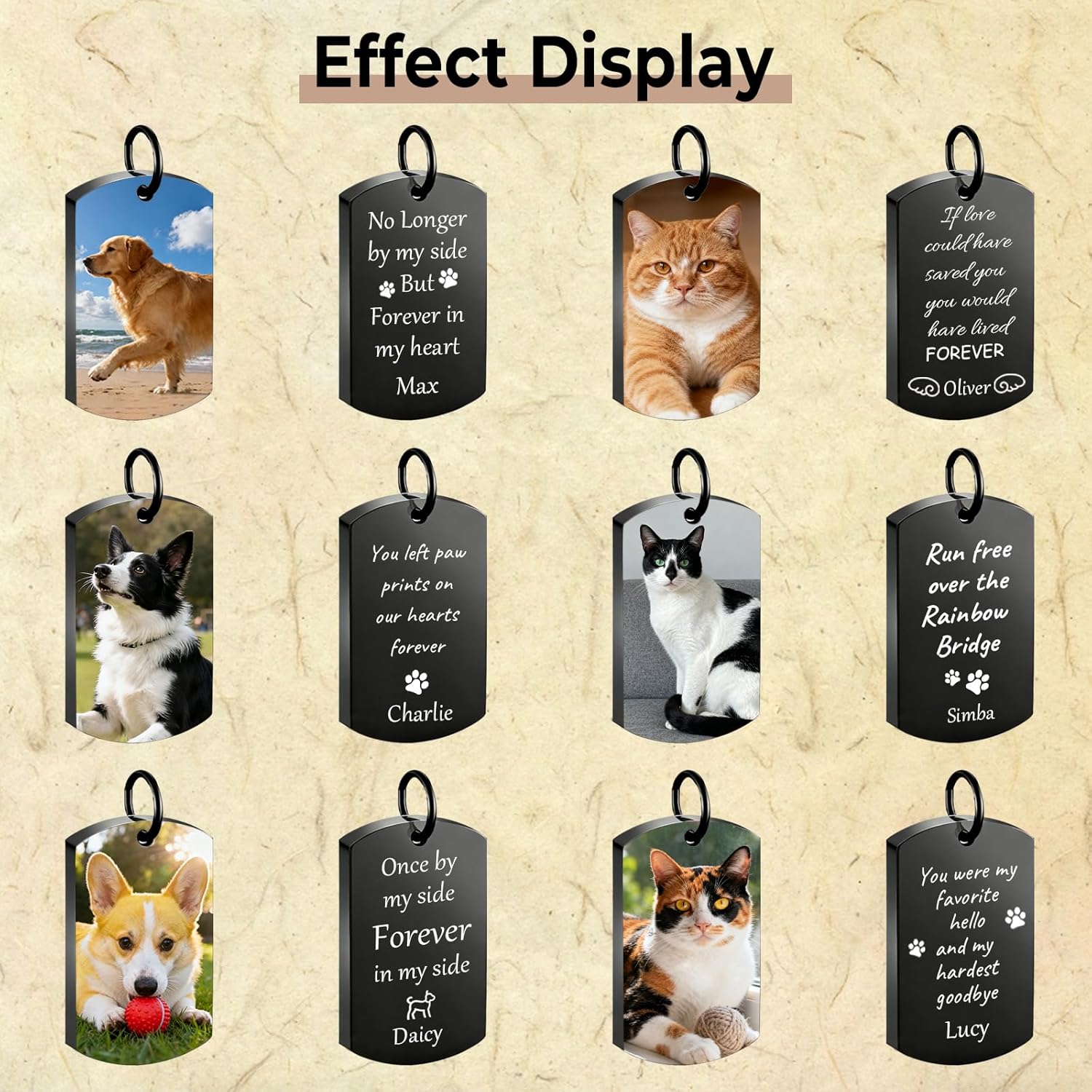 QYH Personalized Pet Memorial Key Chain – Custom Dog Urn Keychain with Photo and Engraved Text, Pet Loss Keepsake - Image 2