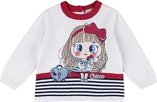 Pullover di tricot a manica lunga con fantasia a righe Bianco