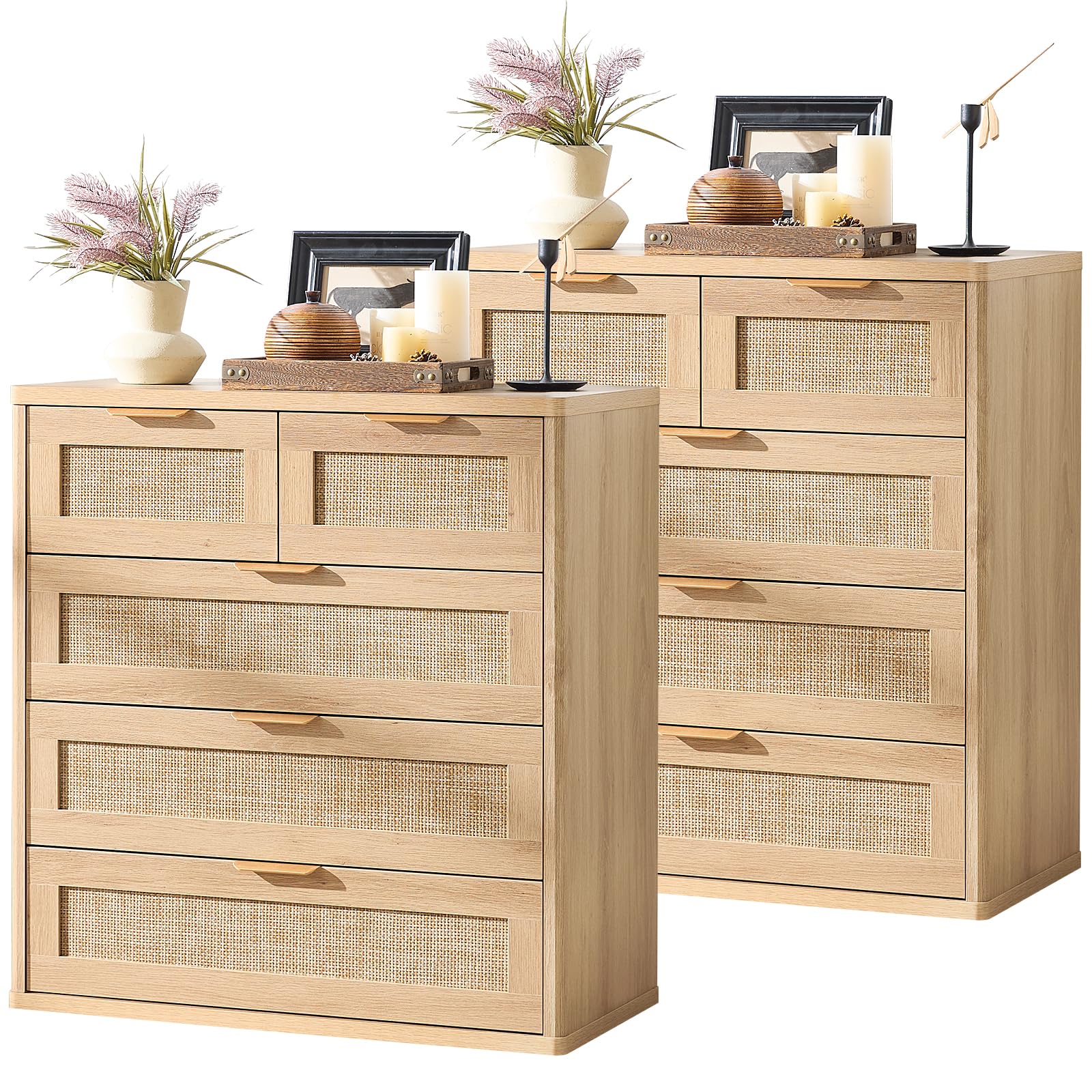 LEYAOYAO Rattan Dresser Set 2 for Bedroom, 33.5" Small Chest of Drawers