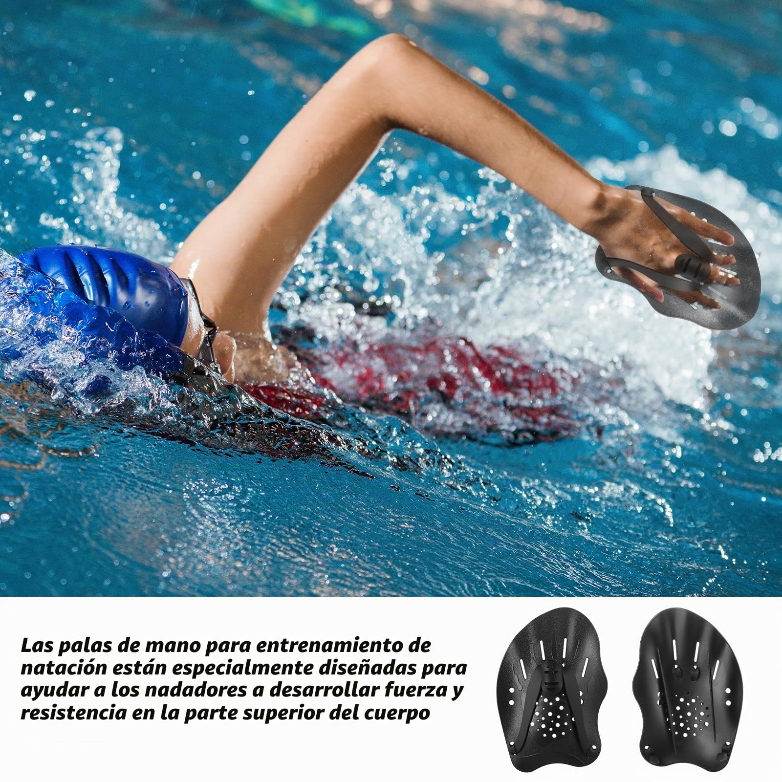 Zocipro Palas de Natación Ajustables, Entrenamiento de Fuerza, Adultos Niños