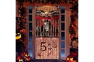 Halloween Evil Circus Door Cover, Creepy Carnival Entrance Theme Party Decorations