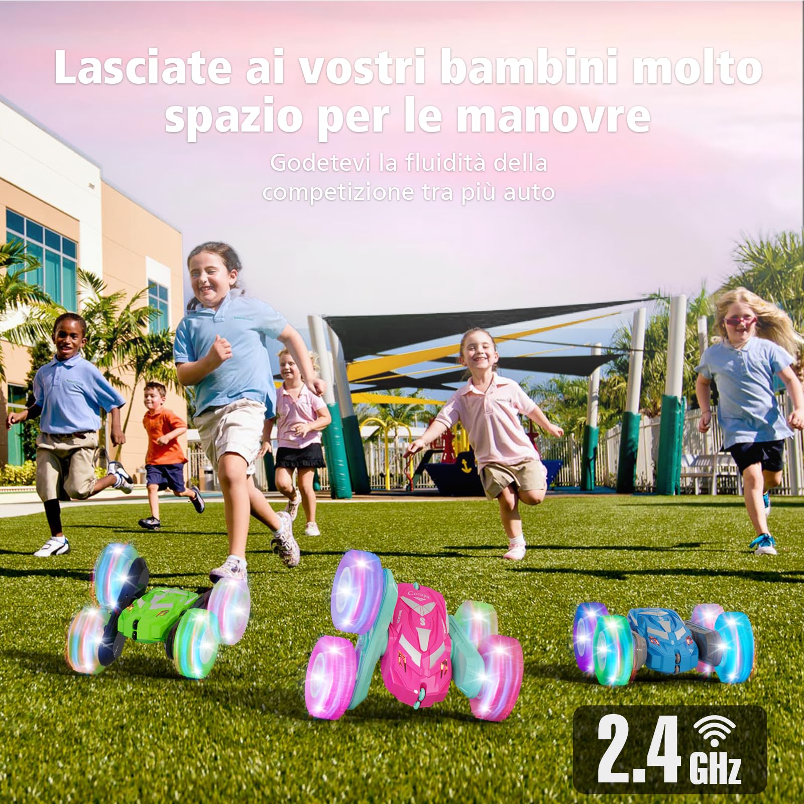 Cocopa Macchina Telecomandata per Bambini con Luce, Giochi Bambini Bambina 3 4 5 6 7 Anni, Regalo Bambino 3 4 5 6 7 8 9 Anni Ragazze Regali Giocattoli Natale Compleanno, Auto Radiocomandata (Rosa)