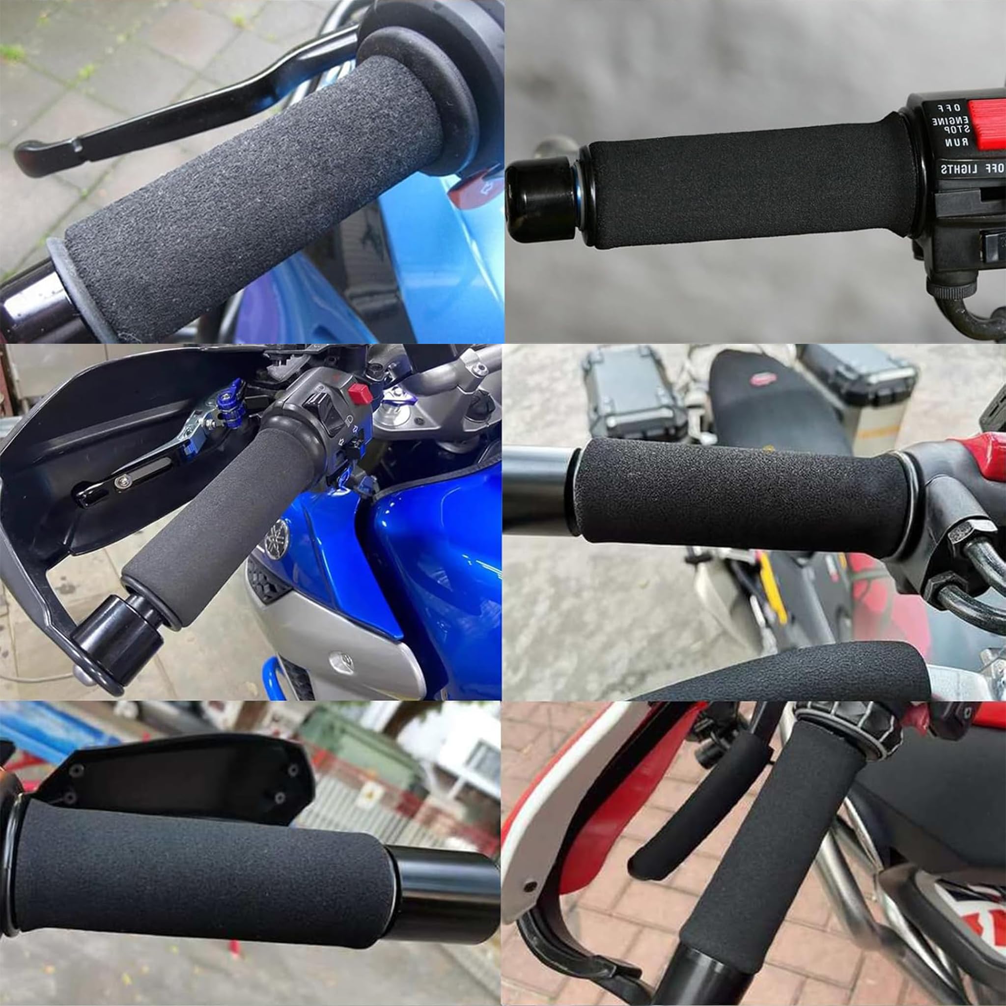 MOLIMOLI Set di 4 Copri Manopole Manubrio Moto Universali in Spugna, Copri Manopole Moto, Coprimanopole MTB Spugna, Bici, Antiscivolo e Assorbimento delle Vibrazioni