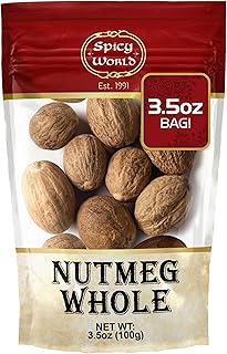 Spicy World Nutmeg Whole 3.5oz (100g) - Premium Grade from Indonesia, Pure, Natural, Gluten Free