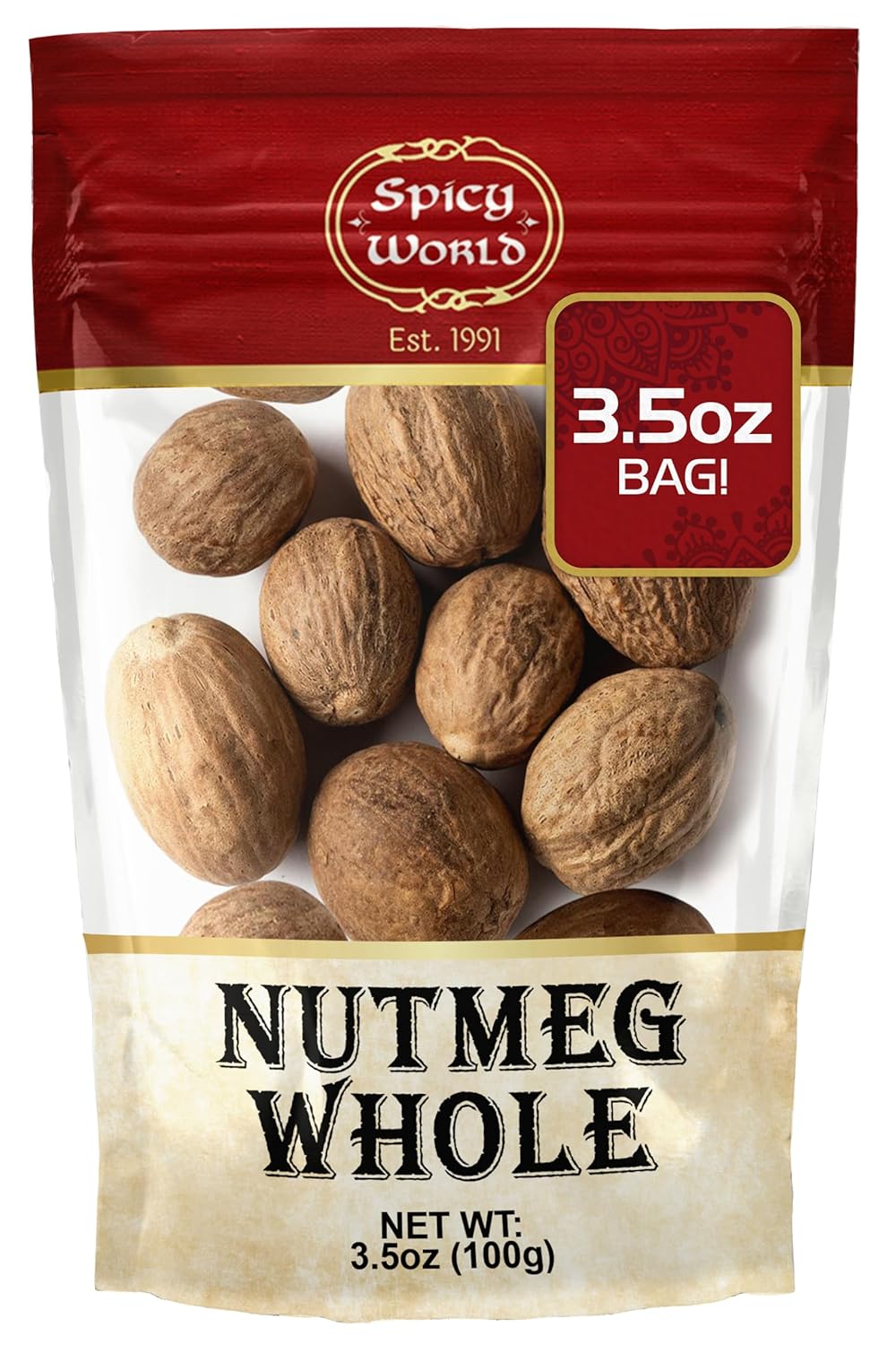 Amazon.com : Spicy World Nutmeg Whole 3.5oz (100g) - Premium Grade from ...