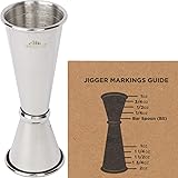 A Bar Above Premium Japanese Jigger 8 Precise Measurement Markings, Heavy Duty 304 Stainless Steel Double Cocktail Jigger for Professional Bartenders & Home Use, Durable Bar Tool for Accurate Pouring 1-Pack Jigger Stainless Steel