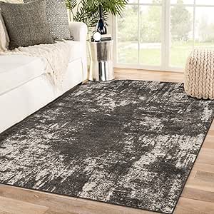 LUXE WEAVERS Lagos Collection Dark Grey 8x10 Abstract Area Rug