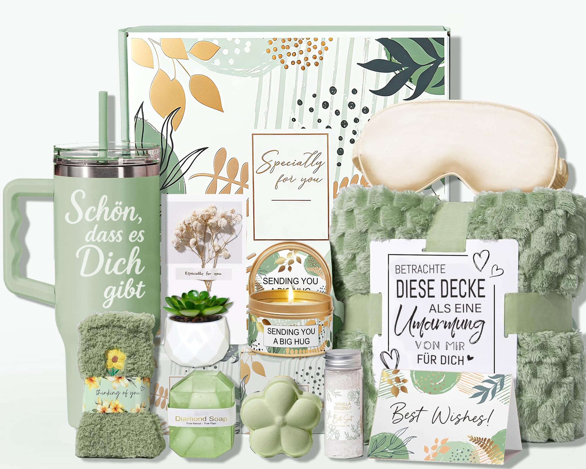 Geschenke für Frauen,Wellness-Geschenkset für Damen - 12PCS | 40oz Edelstahl-Weinbecher, Kuscheldecke, Badezusatz. Für Weihnachten, Geburtstag, Muttertag – Mama, Freundin, Kollegin.