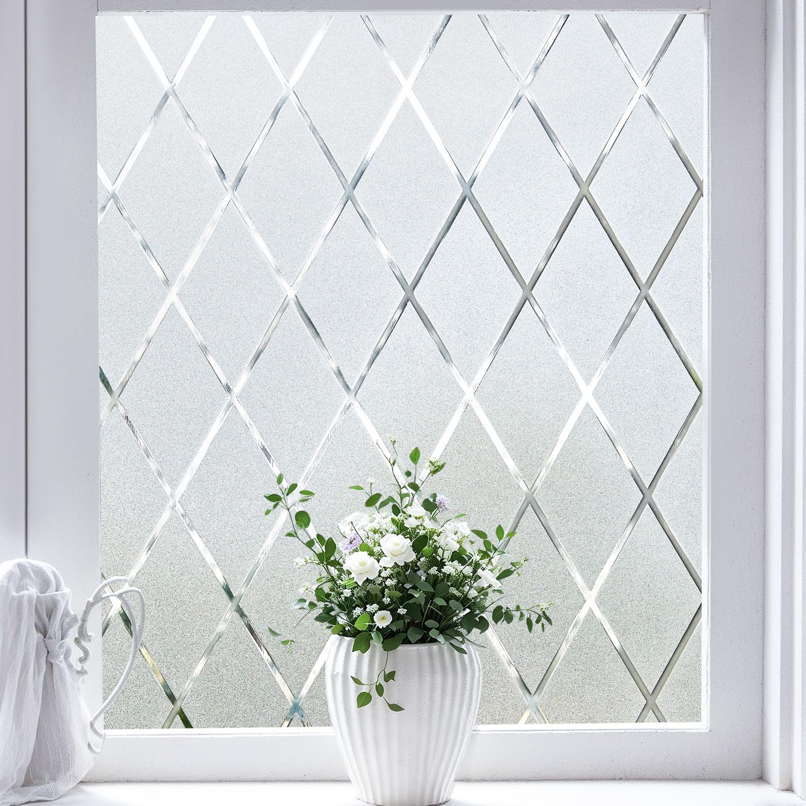 Lifetree Privcay Film autocollant anti-reflet pour fenêtres en verre, motif grille - Pour la maison et le bureau - 75 x 200 cm