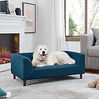 Vista 10 de Sofá elevado para perros pequeños a medianos, sofá cama de espuma viscoelástica para perros con cojín acogedor extraíble, sofá para mascotas