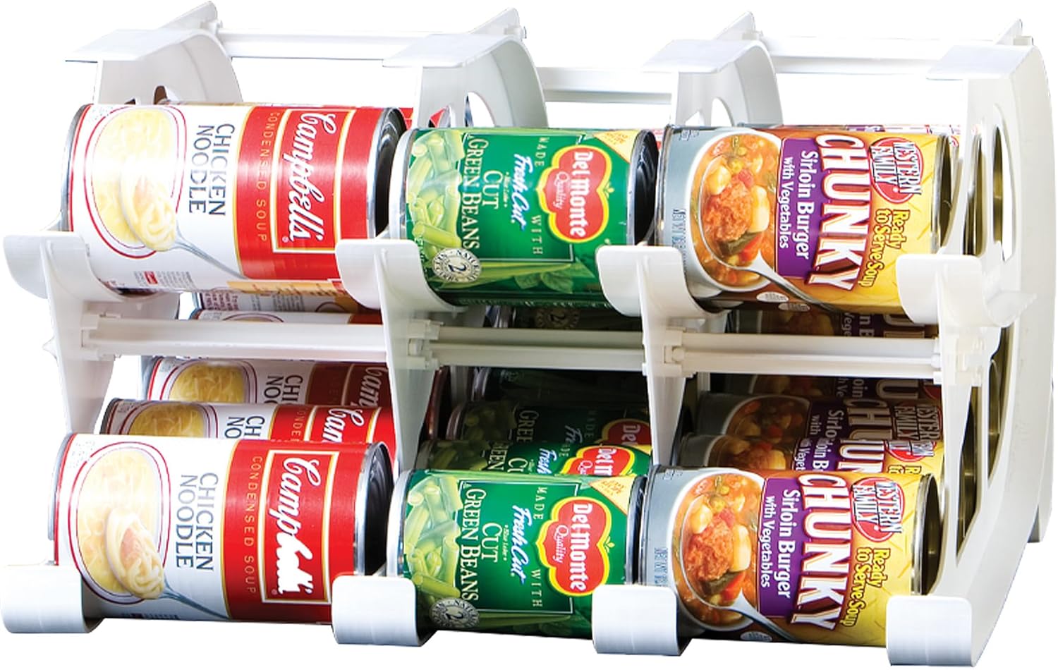 FIFO Countertop Mini Can Tracker Holds 30 Standard 10-24 Oz Can Sizes, White| Stackable & Adjustable Can Organizer for Pantry, USA Made, White 1 Pack 30 can
