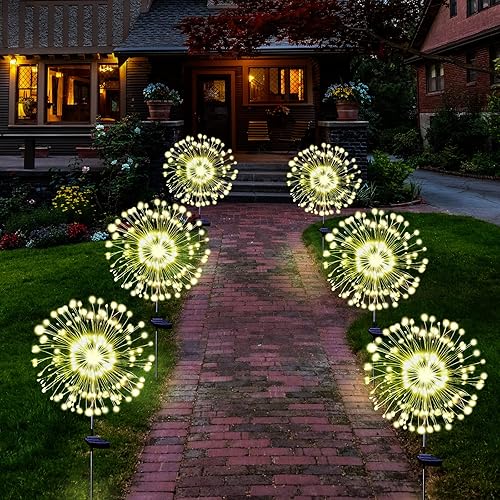 Miniatura 6 de Luces solares de fuegos artificiales para jardín, impermeables, paquete de 2 unidades, energía solar, estaca de arte, iluminación parpadeante para