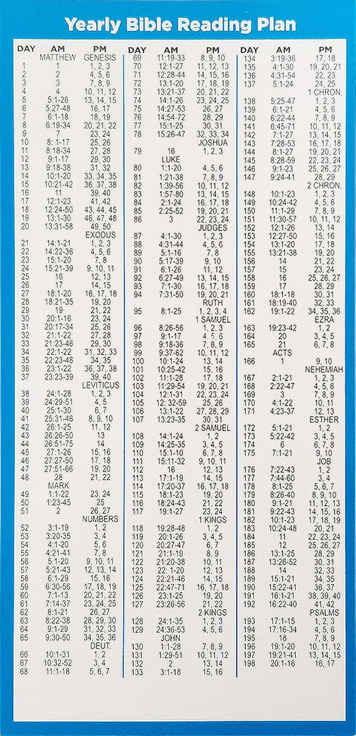 Bible Reading Plans, Set of 50 Daily Planner Study Bookmarks, Read The Entire Scripture in One Year, Christian Devotional Tabs, Religious Handout Gifts for Church & Small Groups