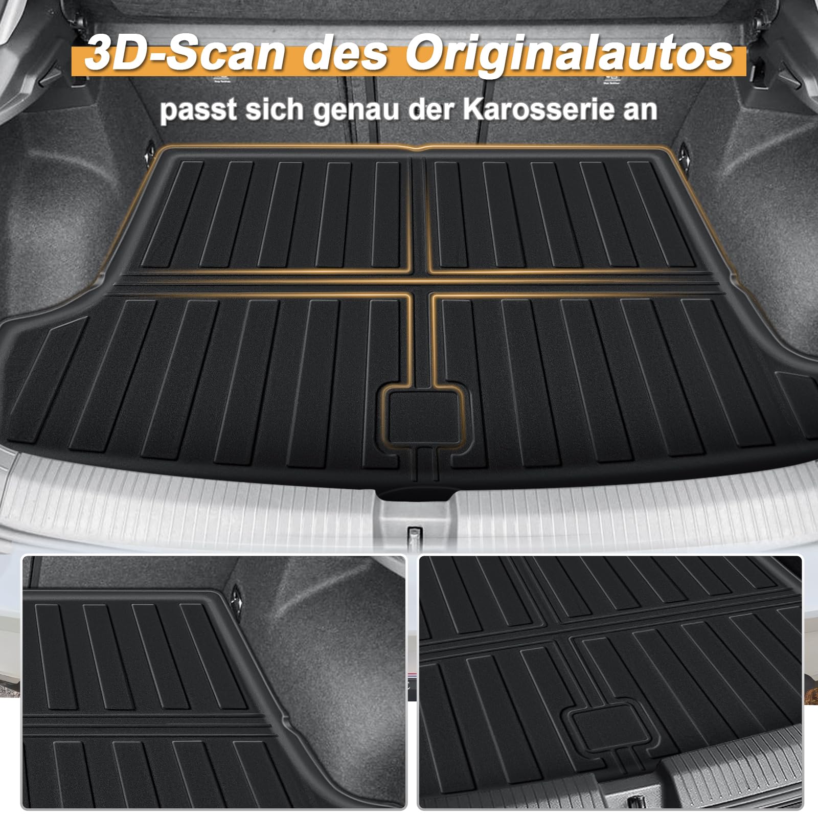 ECOZEN kofferraumwanne für VW T ROC 2018-2025 TPE Allwetter Kofferraumwanne Original 3D-Scan, obere Kofferraummatte, wasserdicht Laderaumwanne Hohe Passform Hoher Rand, Volkswagen Tange t ROC Zubehör