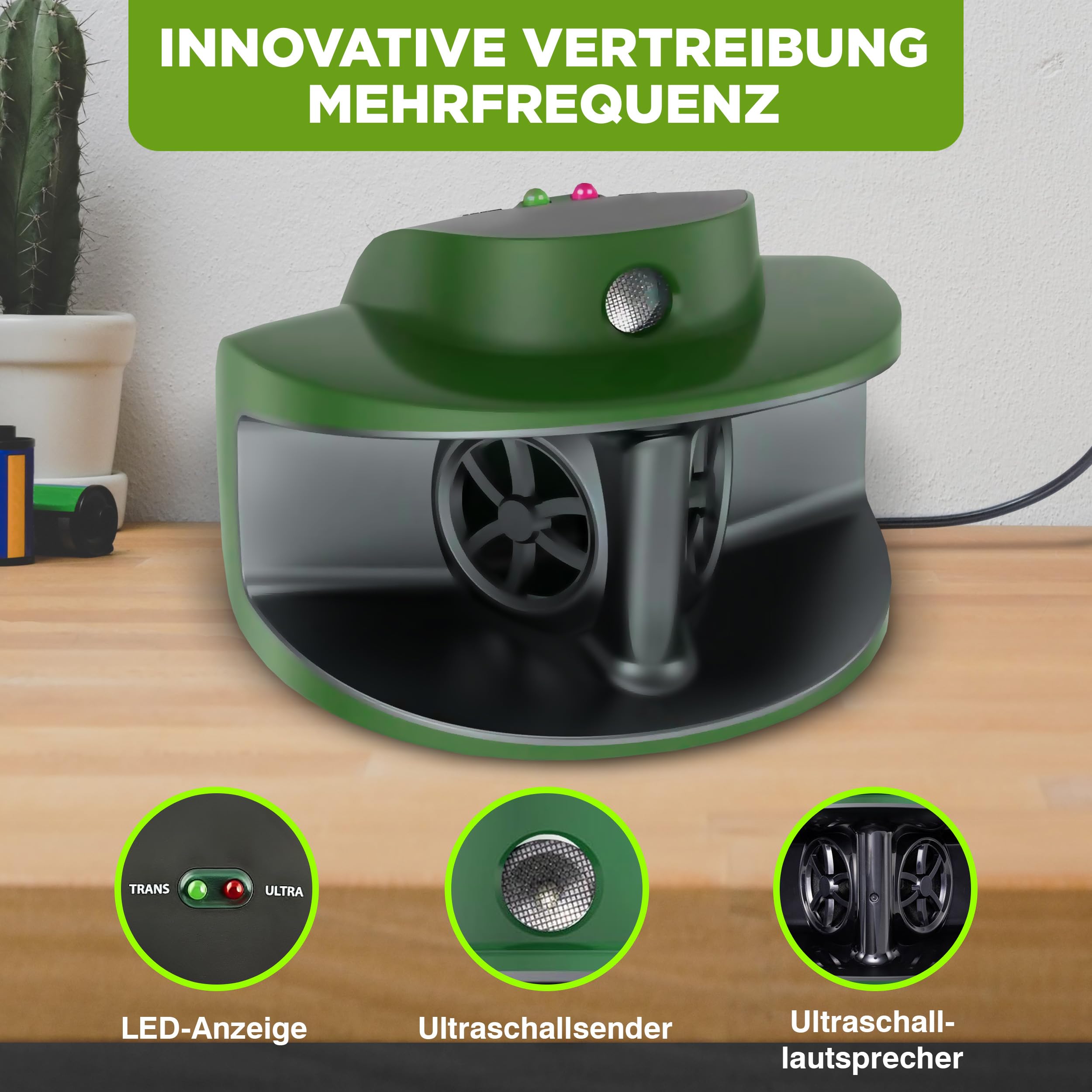 ISOTRONIC Ultraschall Mäuseabwehr zum Mäuse, Ratten, Kakerlaken & Waschbären vertreiben – Schädlingsvertreiber für Haus, Keller & Garten – Mäuseschreck ohne Gift – 40m² Wirkungsbereich (2 Stück)