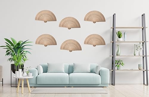 Miniatura 5 de 12 abanicos plegables de mano de sándalo con borla para bodas, baby shower, cumpleaños, decoraciones de fiesta. (02-Genérico)