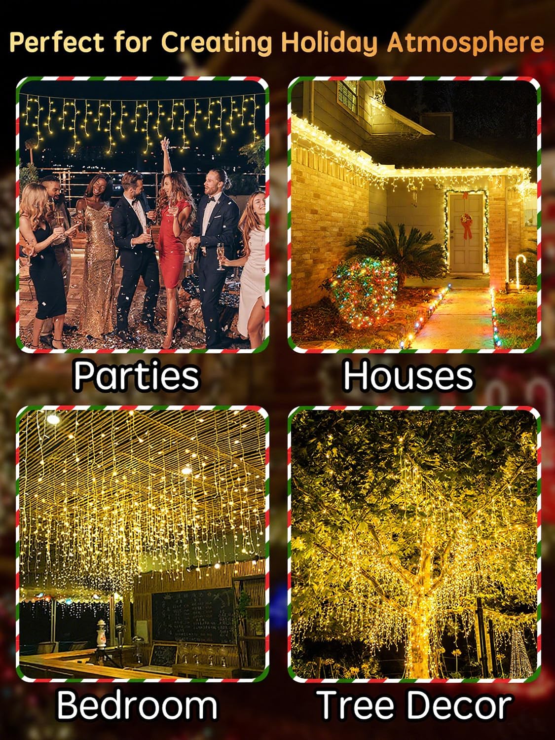 CGN Cortina Luces Navidad Exterior, Conectable 10M 400LED Luces Arbol Navidad Decoración de IP65 Impermeable con 8 Modos Memoria, luzes de natal exterior para Fiestas Bodas Jardín Balcon Ventana