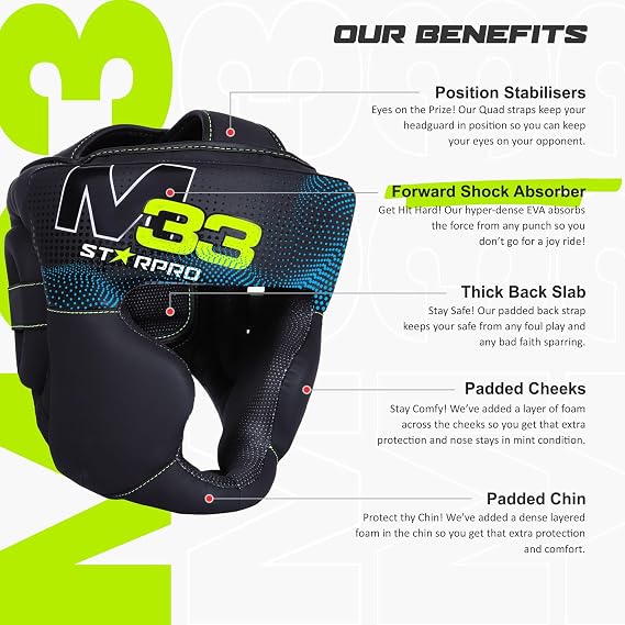 Starpro Boxing Headgear for Men Women - Safety Headguard with Padding - Muay Thai MMA Training Sparring Karate