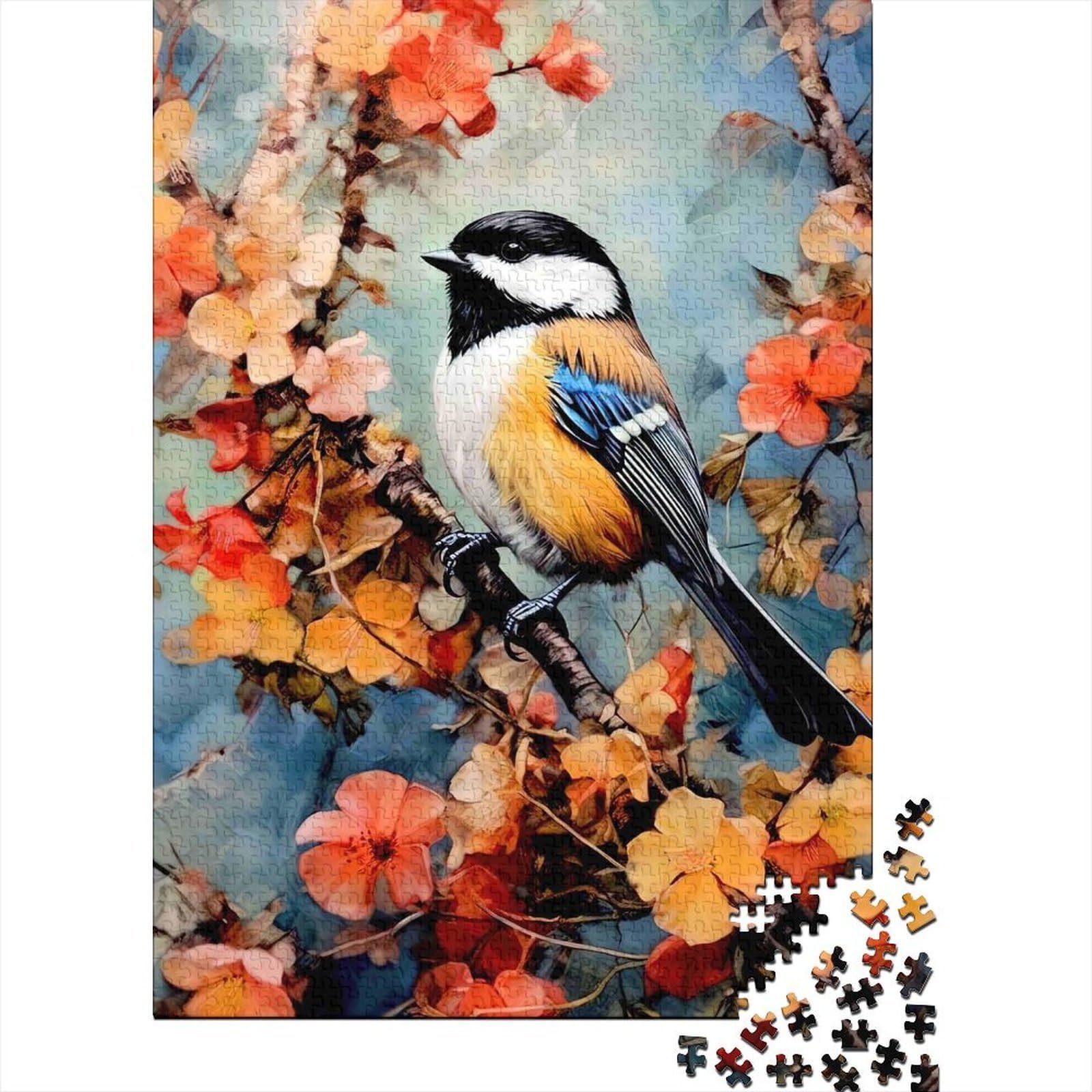 3D Printed Autumn Floral Bird Fitted Sheet Microfiber Soft Breathable Watercolor Songbird Mattress Cover Bedroom Decor 90x200x25cm