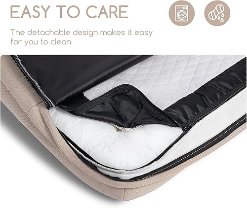 Miniatura 7 de Hollypet Cama ortopédica para perros grandes, sofá de espuma de apoyo para mascotas con funda extraíble lavable y parte inferior antideslizante,