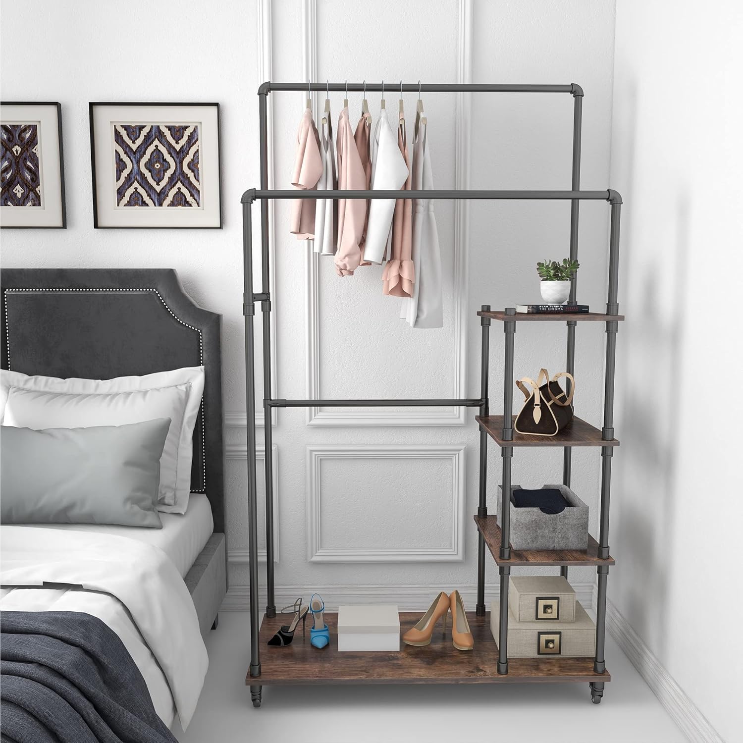 Furniouse Clothes Rack in a bedroom setting