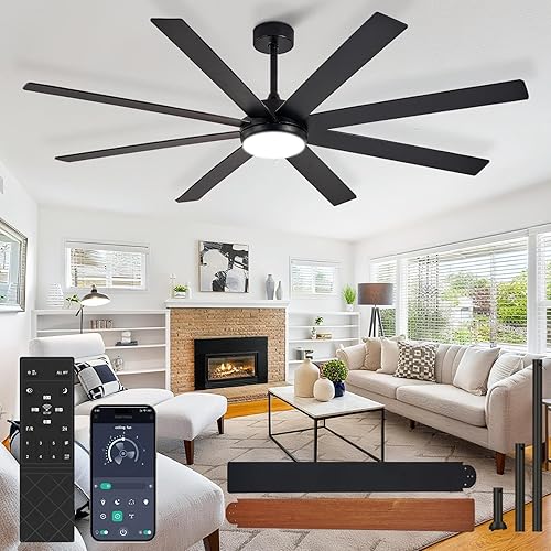 Miniatura 19 de Ventilador de Techo Grande con Luz: Ventilador Exterior de 100 Pulgadas - Ventilador de Techo Industrial con Control Remoto para Taller, Garaje,