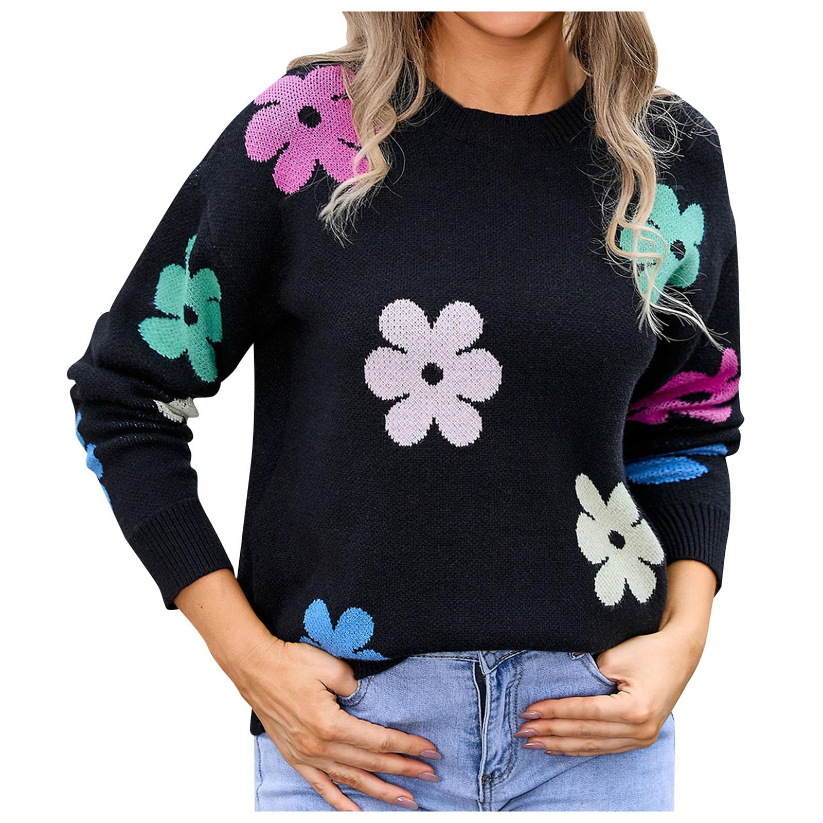 Merry And Bright Sweater Winter Sweaters For Women 2025 Oversized Womens White Soft Knit Vintage Pullover