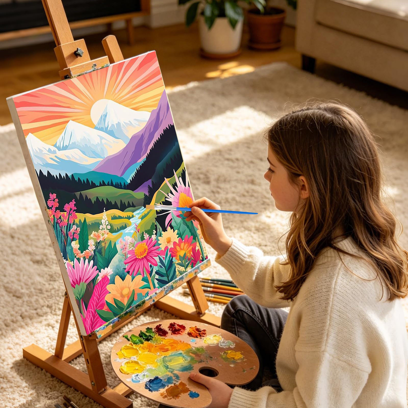 Landscape Paint by Numbers for Adults with Frame Beginner 8x12 inch, Frame-OP-UK02 - Image 8