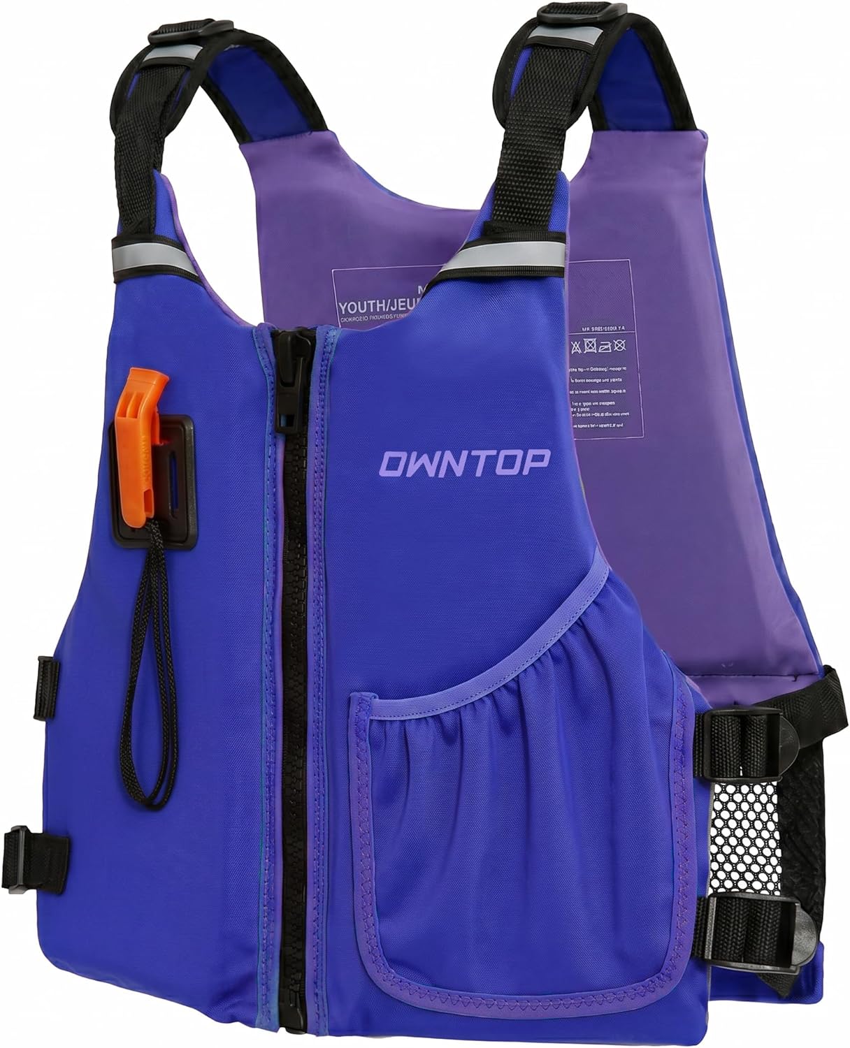 Owntop Neoprene Swim Vest Youth Kids | High Foam Mesh Back | Ergonomic Adjustable Straps for Swimming Training, Kayaking, Canoeing, Water Sports | Fit for 50-90 lbs & 75-125 lbs