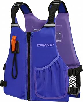 Owntop Neoprene Swim Vest Youth Kids | High Foam Mesh Back | Ergonomic Adjustable Straps for Swimming Training, Kayaking, Canoeing, Water Sports | Fit for 50-90 lbs & 75-125 lbs