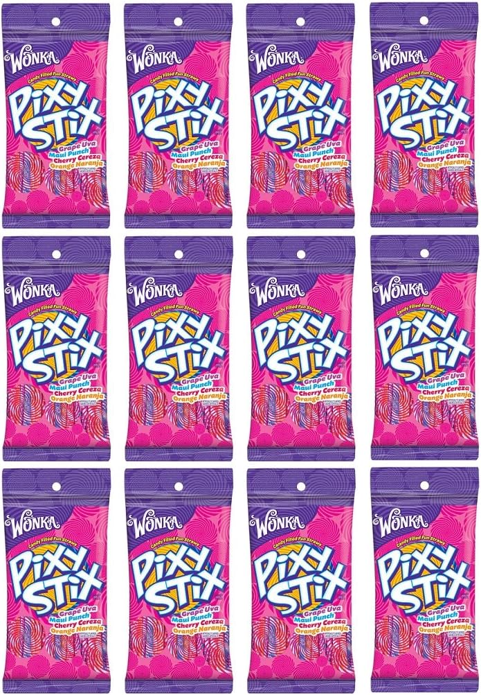 Wonka Pixy Stix Candy Filled Fun Straws: 12 Packs of 3.2 Oz - Dts
