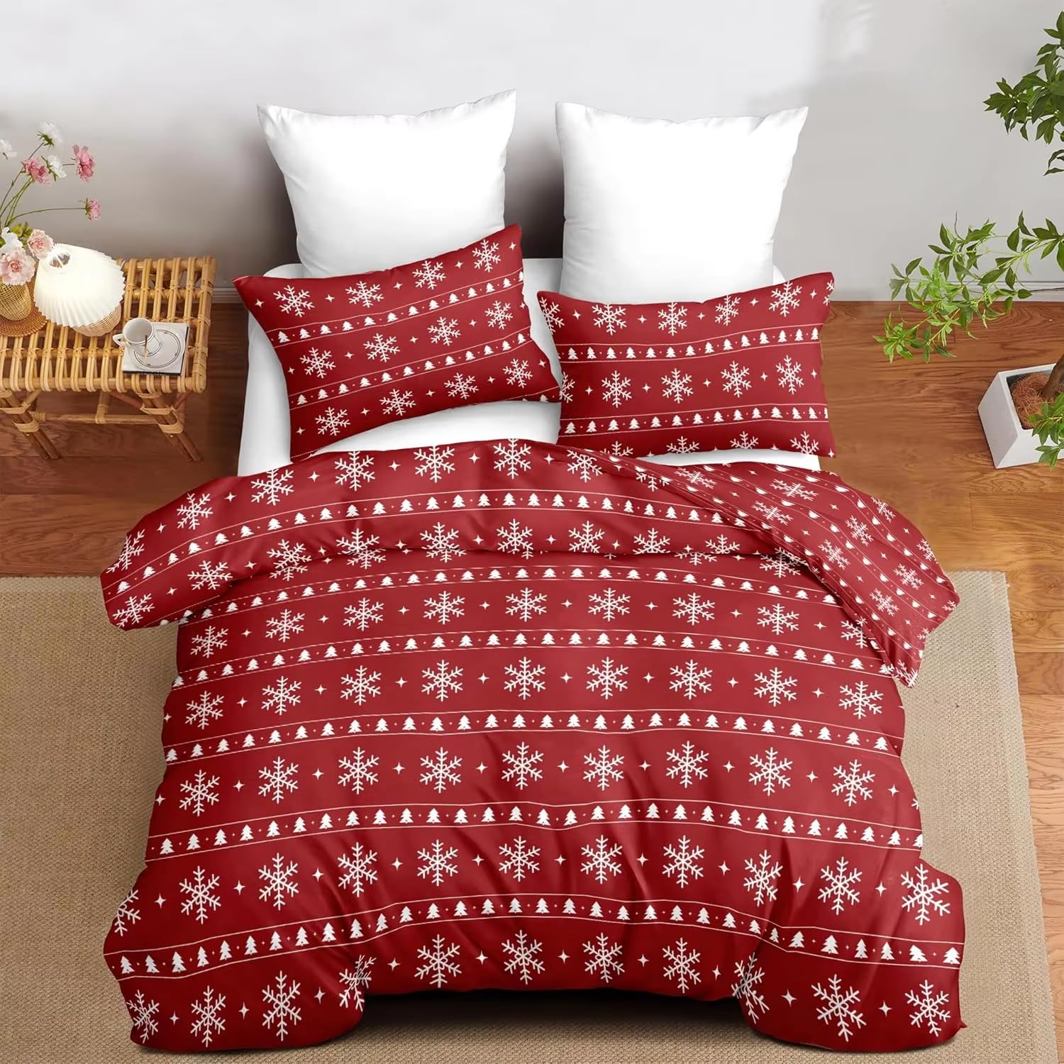Housse de couette Noël 200x200 au tissage raffiné et finitions traditionnelles soignées