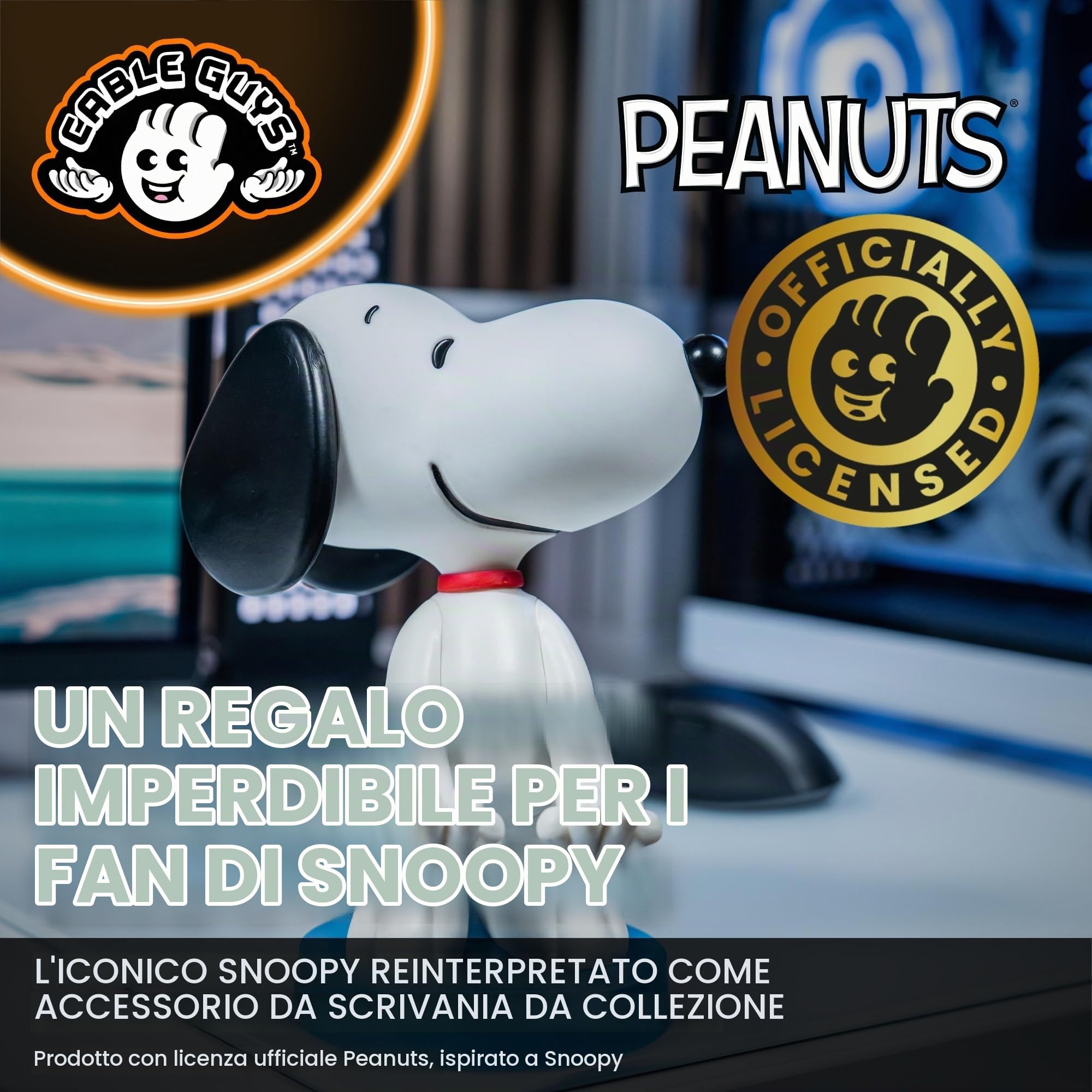 Cableguys Peanuts Figura Gaming Snoopy - Supporto per controller o smartphone - 20 cm