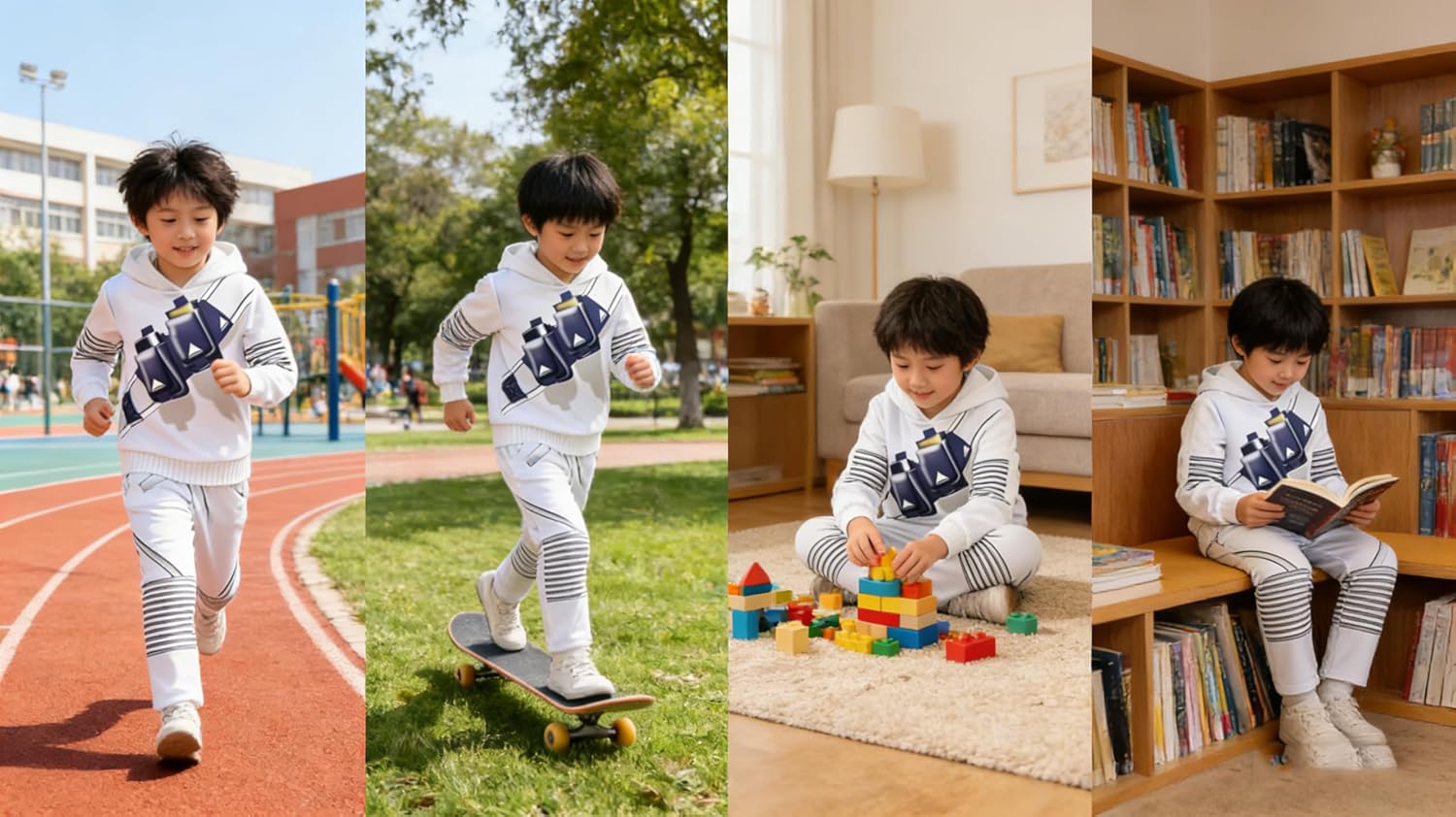 Kids Fashion Pullover Outdoor Hoodie Set Sport Coats and Pants