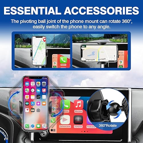 Vista 11 de Autorder Soporte de teléfono de automóvil para Toyota C-HR CHR 2019-2022, soporte de teléfono con organizador de tablero, pantalla de 8 pulgadas