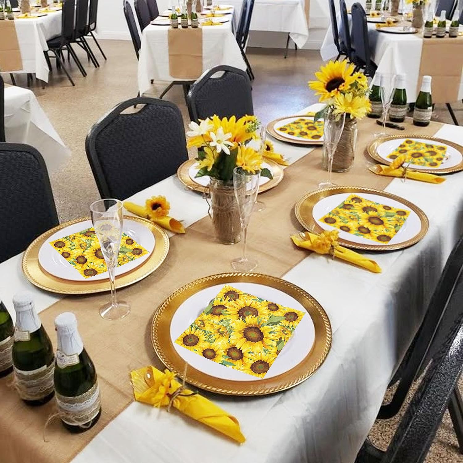 Sunflower Napkins, 20Pcs Sunflower Paper Napkins, Summer Napkins, 6.5 Inch Decorative Single Pack Flowers Napkin