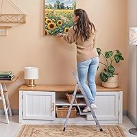 Vista 2 de F2C Escalera de 2 escalones, taburete de 2 escalones para adultos, taburete plegable de 2 escalones con práctico mango de empuñadura, capacidad