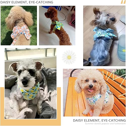 Miniatura 7 de Juego de arnés y correa para perro con nudo de lazo, arnés floral de margarita con anillo en D, juego de arnés de malla suave para perro, arnés a