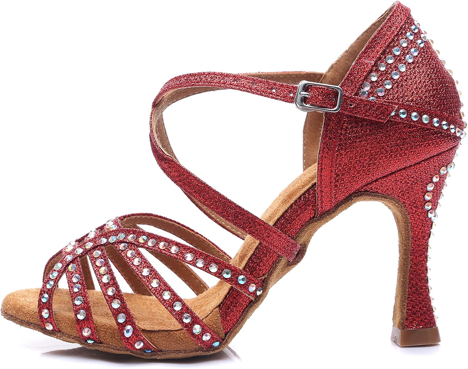 Women's Rhinestone Ballroom Dance Shoes Latin Salsa Performance Wedding Party 1920s Dance Shoes
