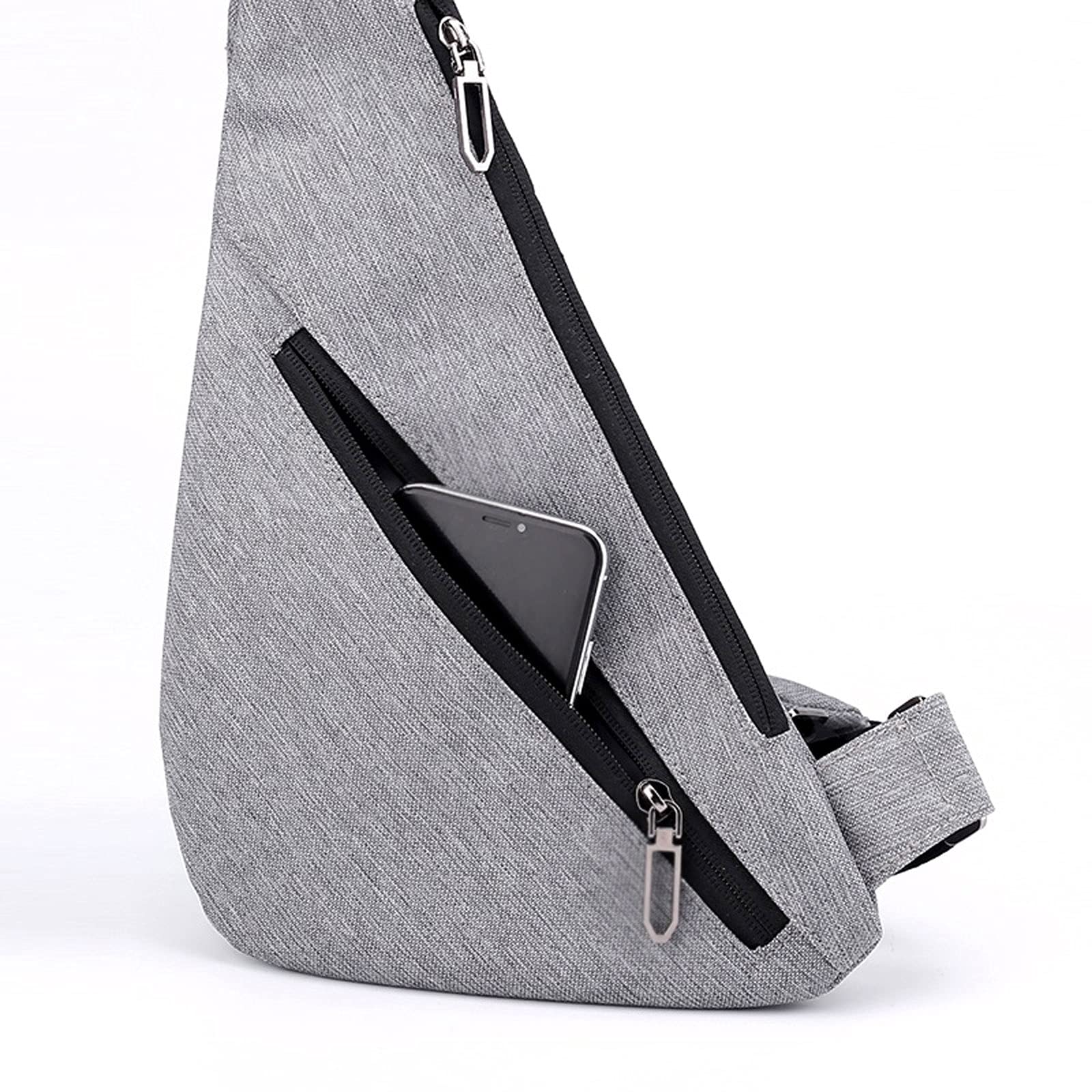 Riñonera pequeña antirrobo para el Pecho, Bandolera para Hombre, minibolso Deportivo de Viaje con Auriculares (Negro)