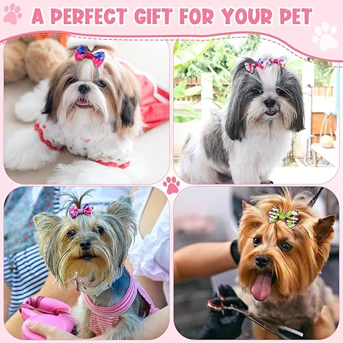 Miniatura 3 de 60 lazos para el pelo de cachorro, lazos pequeños con bandas de goma, accesorios hechos a mano, productos de aseo para mascotas, regalo de