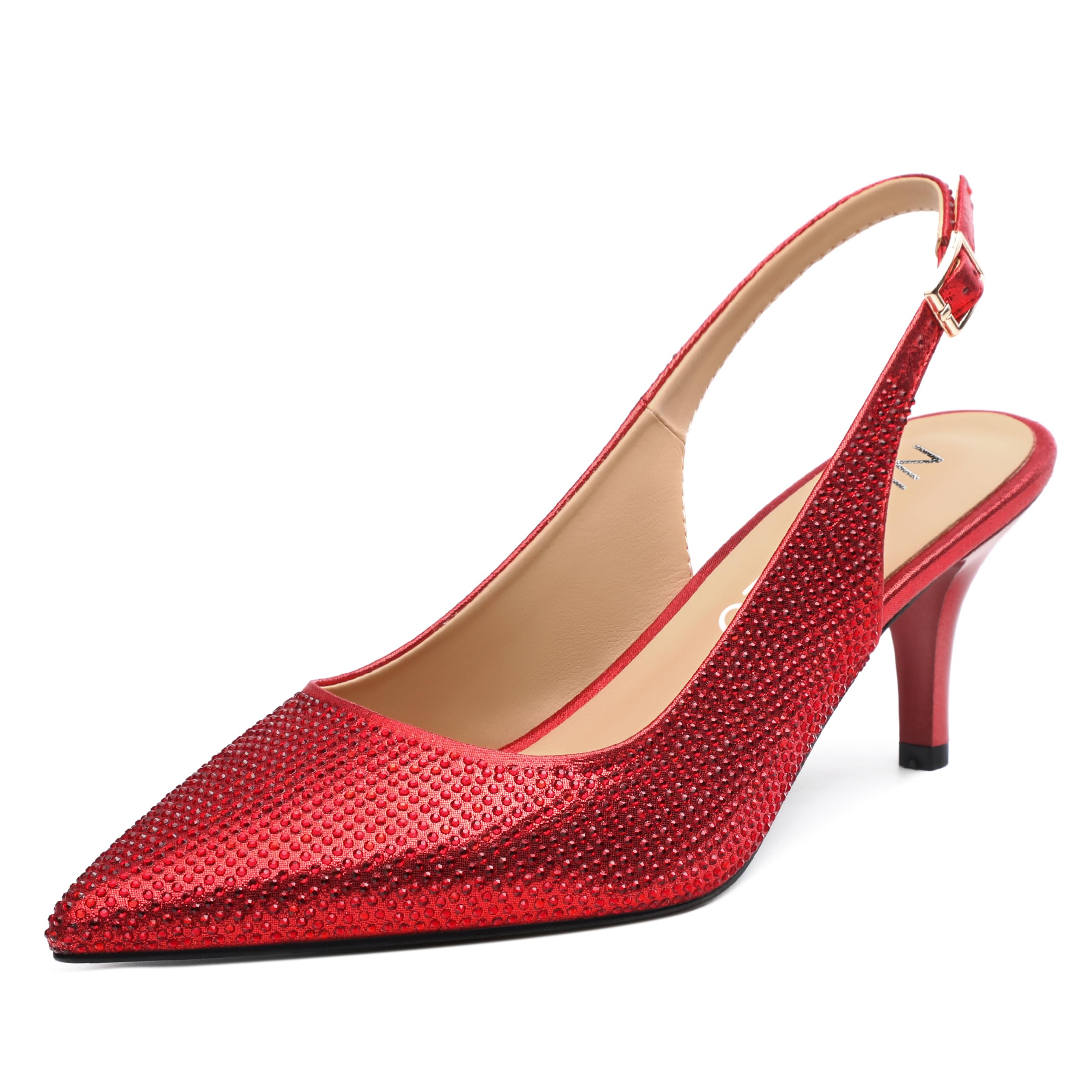 Slingback Heels for Women Pointed Close Toe Kitten Heels Patent Pumps Dress Party Comfy Stiletto 2.5 Inch Dress Shoes