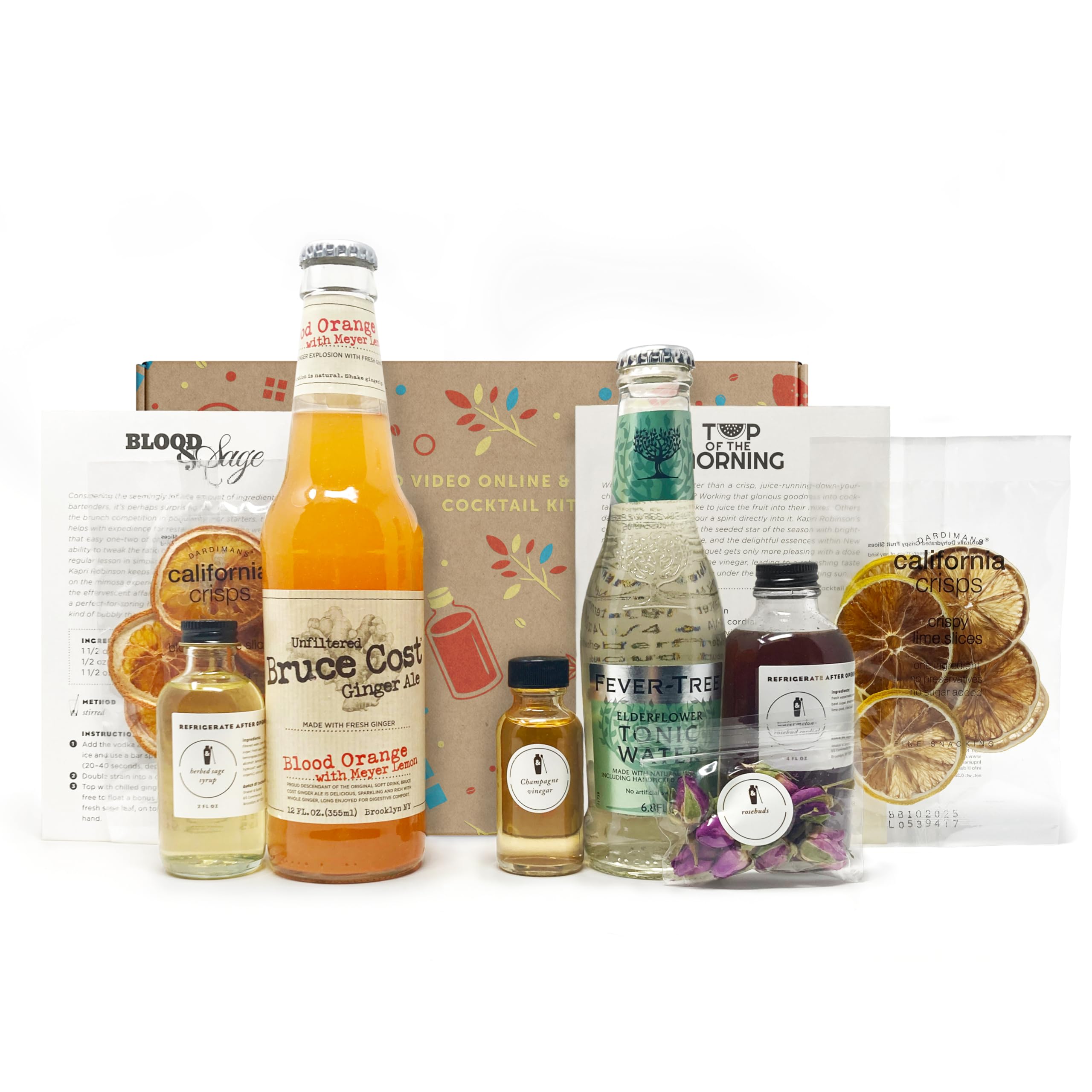 Shaker & Spoon Brunch Cocktail Kit, Bartender Kit for Brunch Drinks Includes Cocktails Recipe Card, Cocktail Kit Makes (4) Blood Orange Mimosa & (4) Elderflower Highballs, Gifts for Men