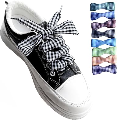 Goodlace Flat Checkered Shoelaces, Gingham Ribbon Shoe Laces